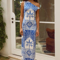 JOANNA ONE SHOULDER MIDI DRESS - JOANNA BLUE