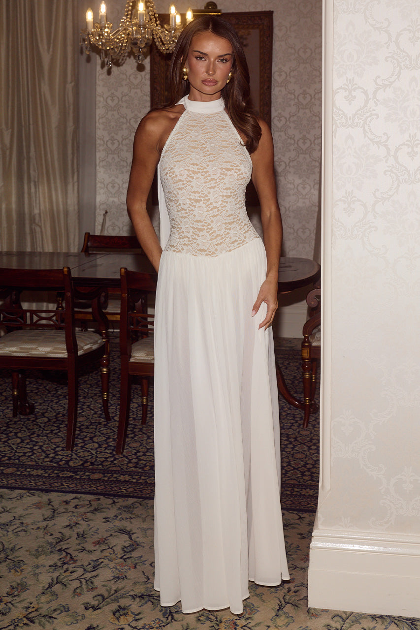 JUDITH HALTER LOW BACK MAXI DRESS - CREAM