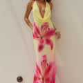 JULIANA COWL HIGH SLIT MAXI DRESS - PINK LILY