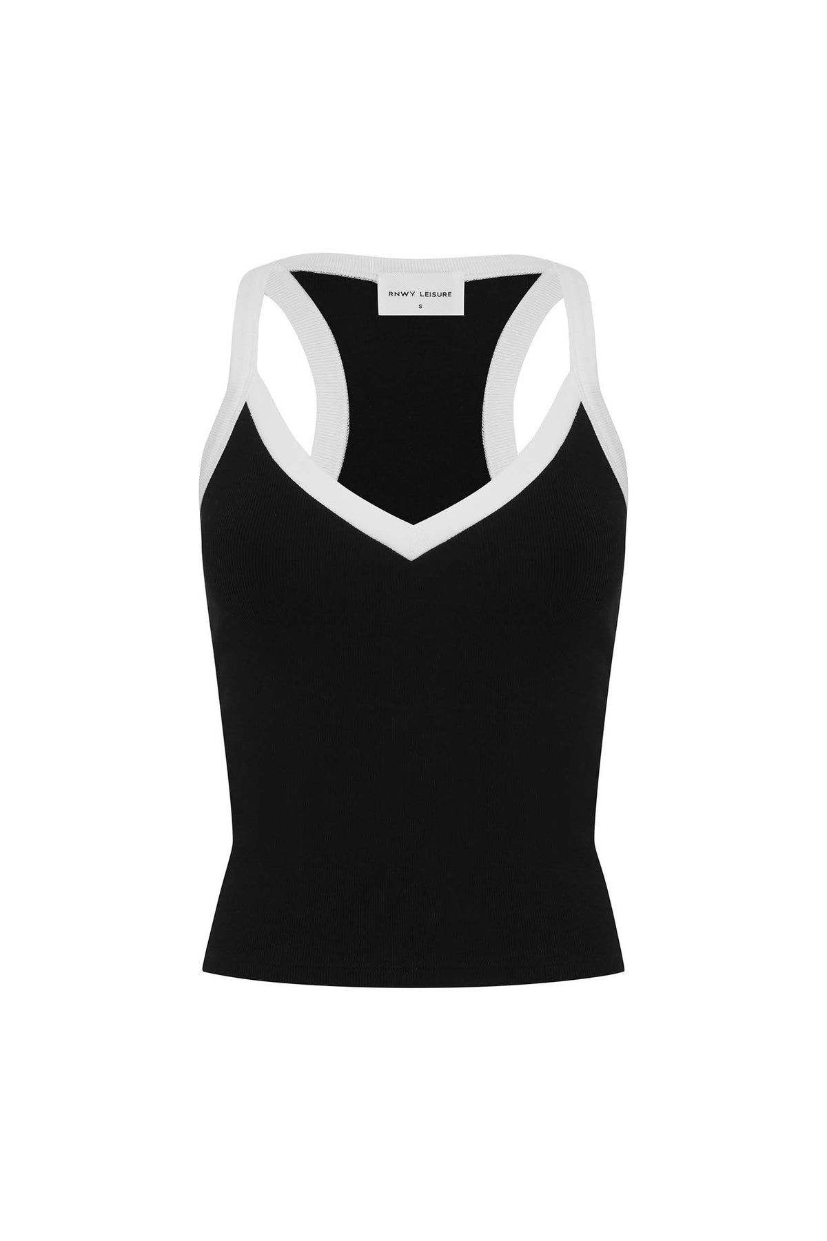 JUNI FITTED RIBBED TANK TOP - BLACK/WHITE - JUNIFITTEDRIBBEDTANKTOP-BLACK