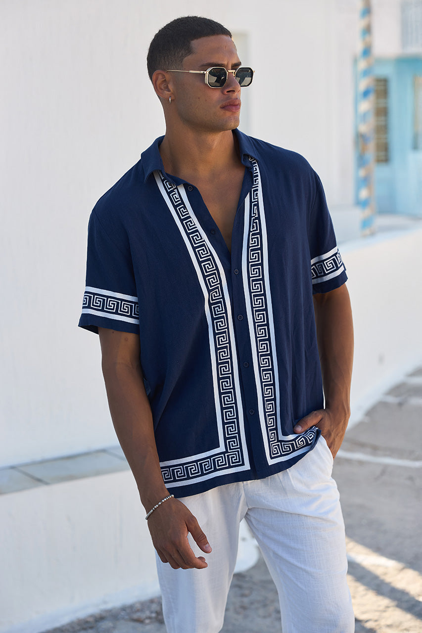 JACOB SHIRT - NAVY/WHITE