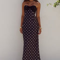 KADIE OFF SHOULDER MAXI DRESS - BLACK/WHITE POLKA