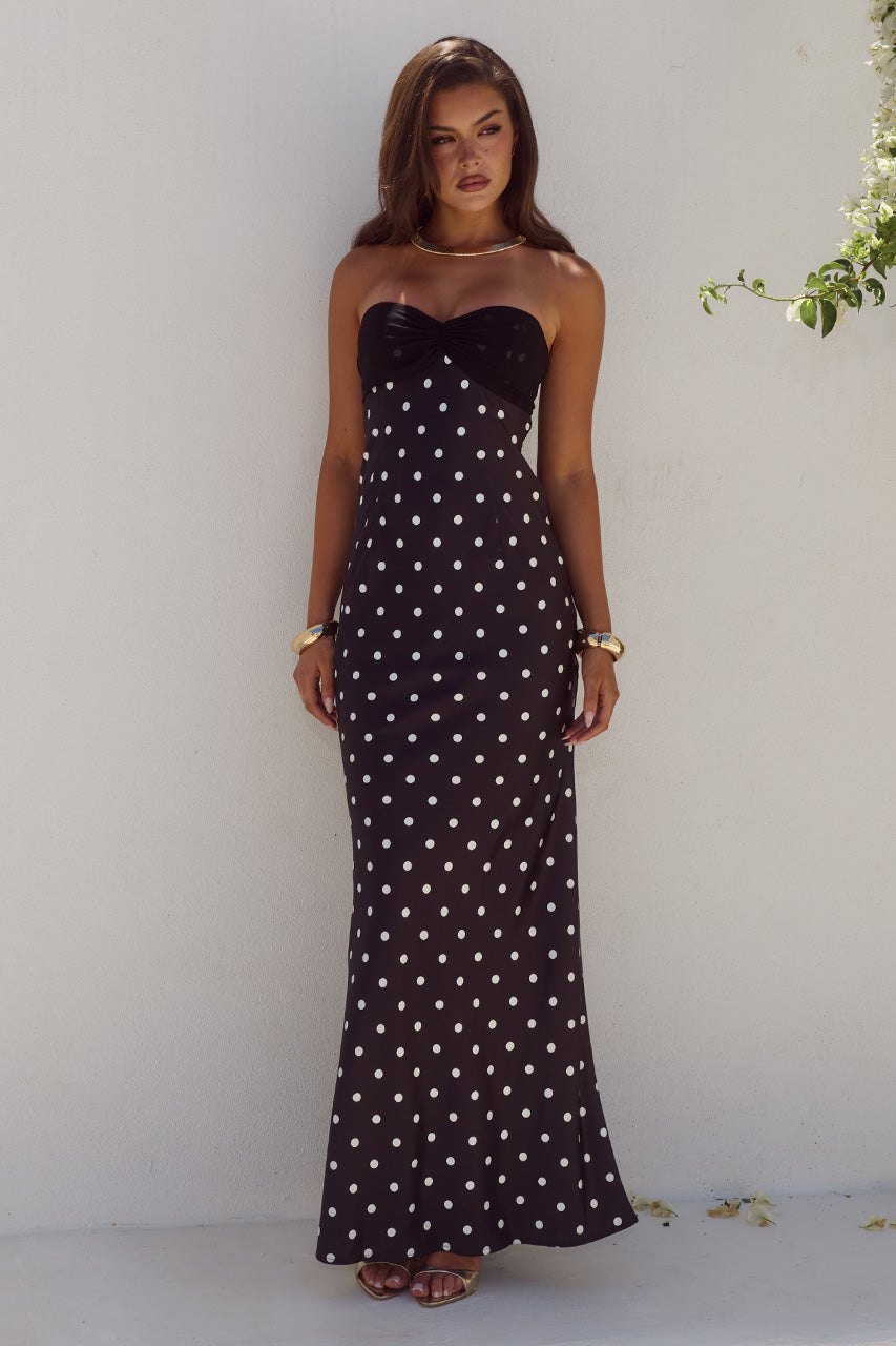 KADIE OFF SHOULDER MAXI DRESS - BLACK/WHITE POLKA XXL - KADIEOFFSHOULDERMAXIDRESS-BLACKWHITEPOLKA