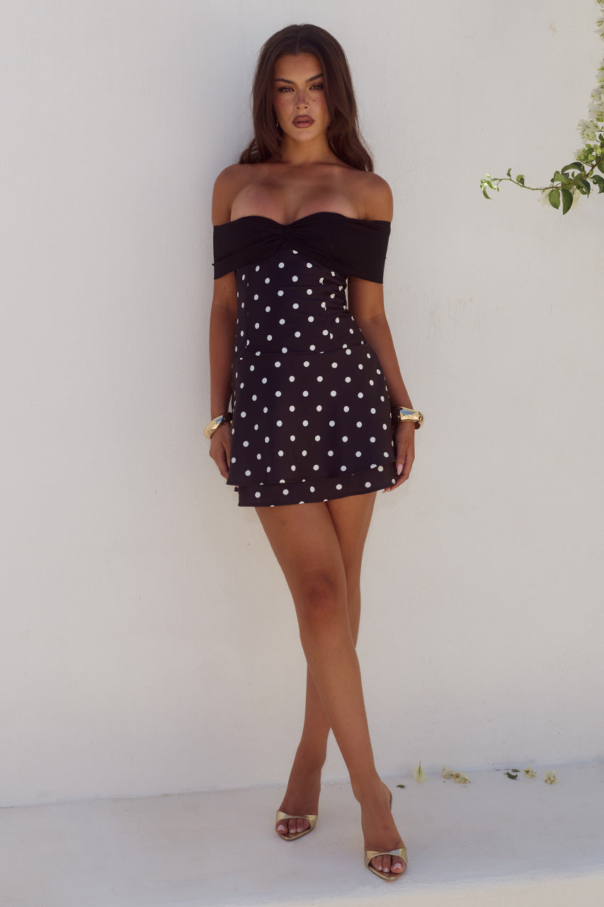 KADIE OFF SHOULDER MINI DRESS - BLACK/WHITE POLKA - KADIEOFFSHOULDERMINIDRESS-BLACKWHITEPOLKA-06