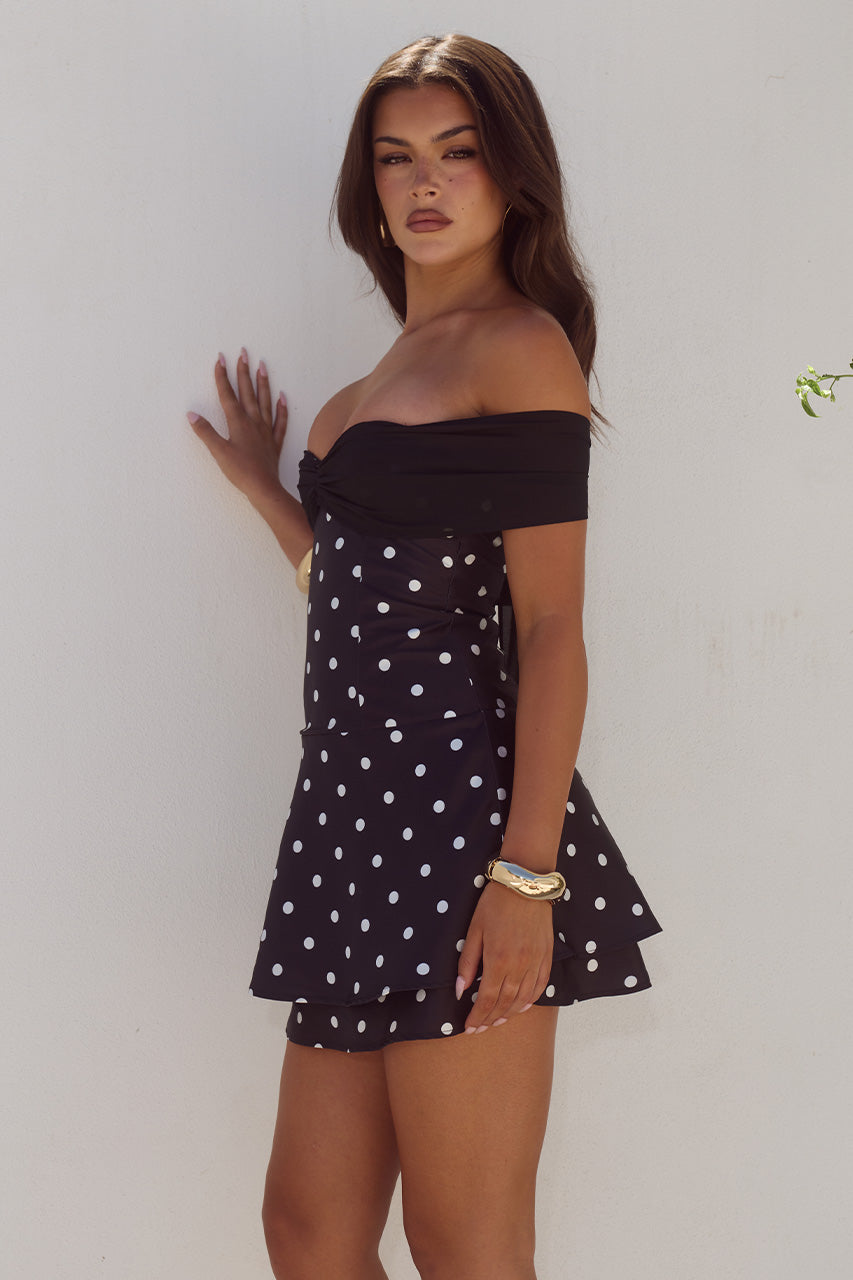 KADIE OFF SHOULDER MINI DRESS - BLACK/WHITE POLKA - KADIEOFFSHOULDERMINIDRESS-BLACKWHITEPOLKA-08