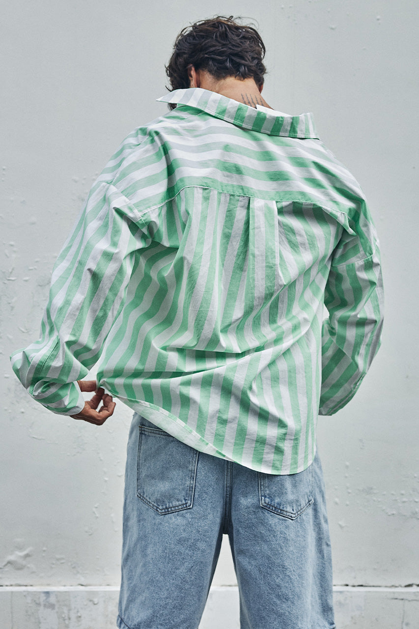 KAIDEN LONG SLEEVE SHIRT - GREEN STRIPE