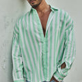 KAIDEN LONG SLEEVE SHIRT - GREEN STRIPE