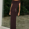 KAMRYN OFF SHOULDER MAXI DRESS - CHOCOLATE