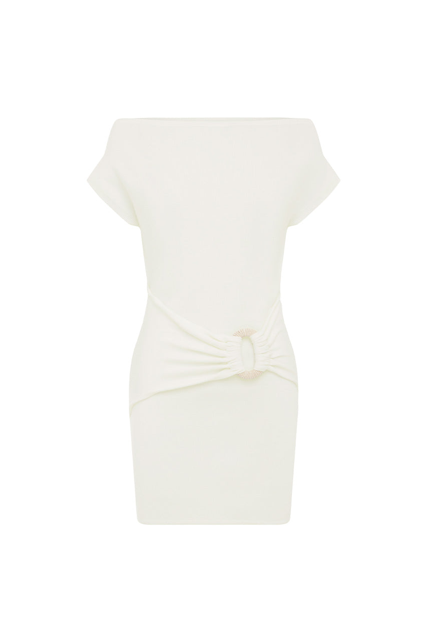 KAMRYN SIDE TIE KNIT MINI DRESS - WHITE - KAMRYNSIDETIEKNITMINIDRESS-WHITEcopy