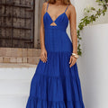 KANAH V-NECK TIERED MAXI DRESS - COBALT BLUE