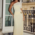 KASSI ONE SHOULDER MIDI DRESS - BUTTER