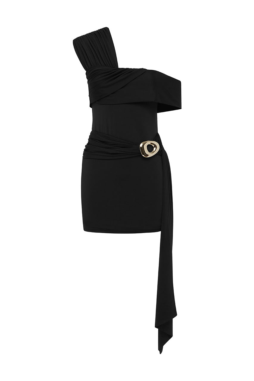 KASSI ONE SHOULDER MINI DRESS - BLACK - KASSIONESHOULDERRUCHEDMINIDRESSBLACK_15