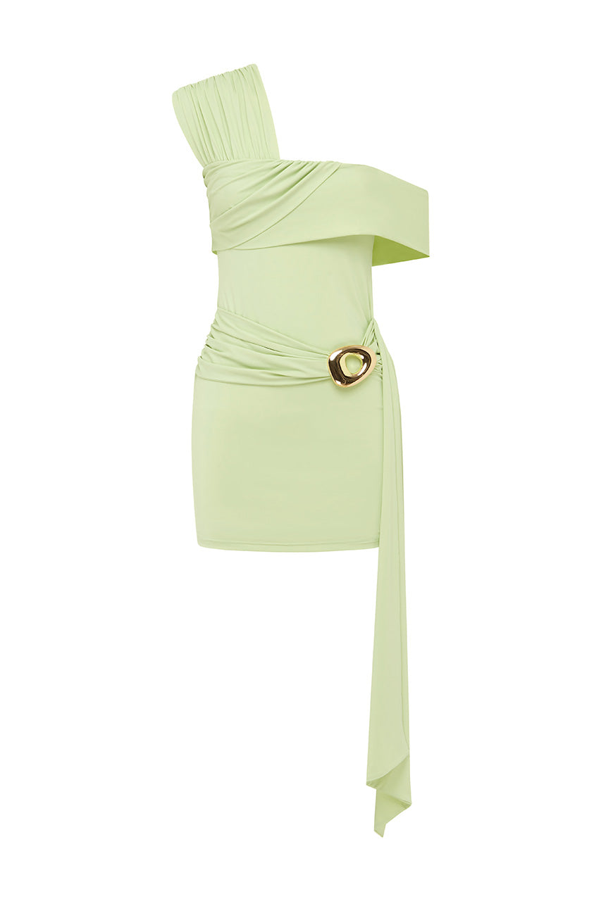 KASSI ONE SHOULDER MINI DRESS - KEY LIME - KASSIONESHOULDERRUCHEDMINIDRESSKEYLIME_16
