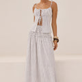 MAREE SHIRRED DROP WAIST MAXI SKIRT - DREA WHITE