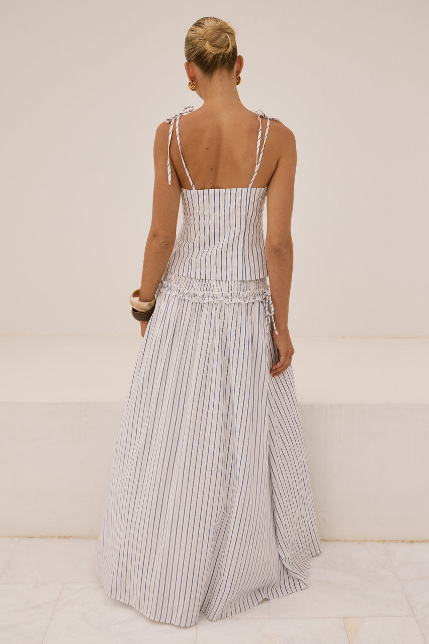 MAREE SHIRRED DROP WAIST MAXI SKIRT - DREA WHITE - KATALIARUCHEDFRONTTIETOPXMAREESHIRREDDROPWAISTMAXISKIRT-DREAWHITE-08