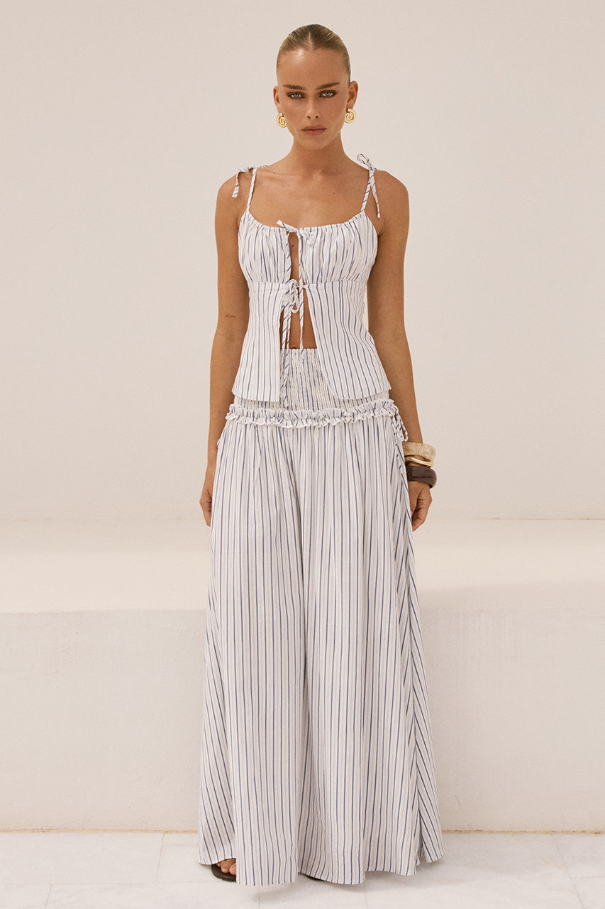 MAREE SHIRRED DROP WAIST MAXI SKIRT - DREA WHITE - KATALIARUCHEDFRONTTIETOPXMAREESHIRREDDROPWAISTMAXISKIRT-DREAWHITE