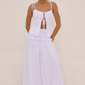 MAREE SHIRRED DROP WAIST MAXI SKIRT - WHITE
