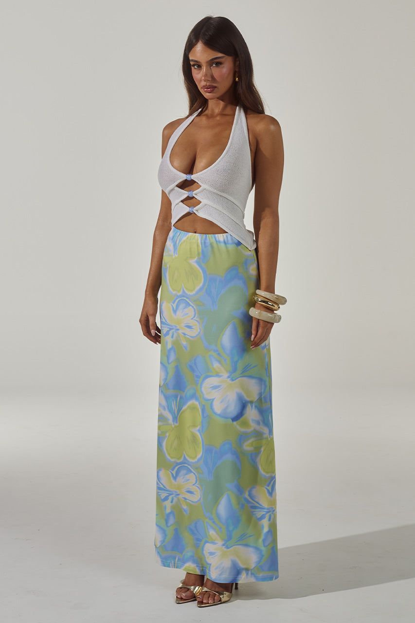 KEAGAN CUTOUT KNIT MAXI DRESS - WHITE/LANA GREEN - KEAGANCUTOUTKNITMAXIDRESS-WHITELANAGREEN-4
