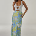 KEAGAN CUTOUT KNIT MAXI DRESS - WHITE/LANA GREEN