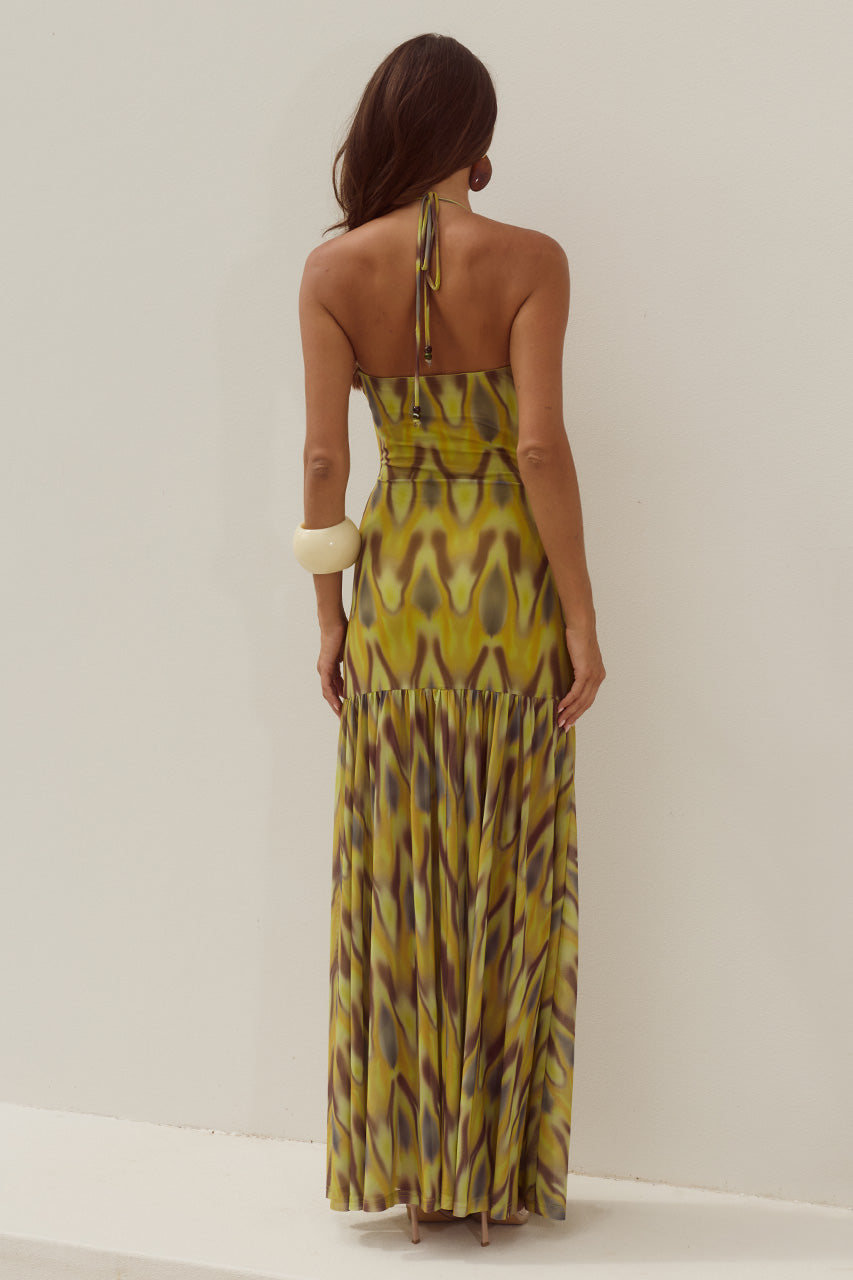 KIKI HIGH SLIT MAXI DRESS - CASSIA YELLOW