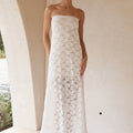 KINERA STRAPLESS LACE MAXI DRESS - WHITE
