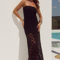 KINERA STRAPLESS LACE MAXI DRESS - BLACK