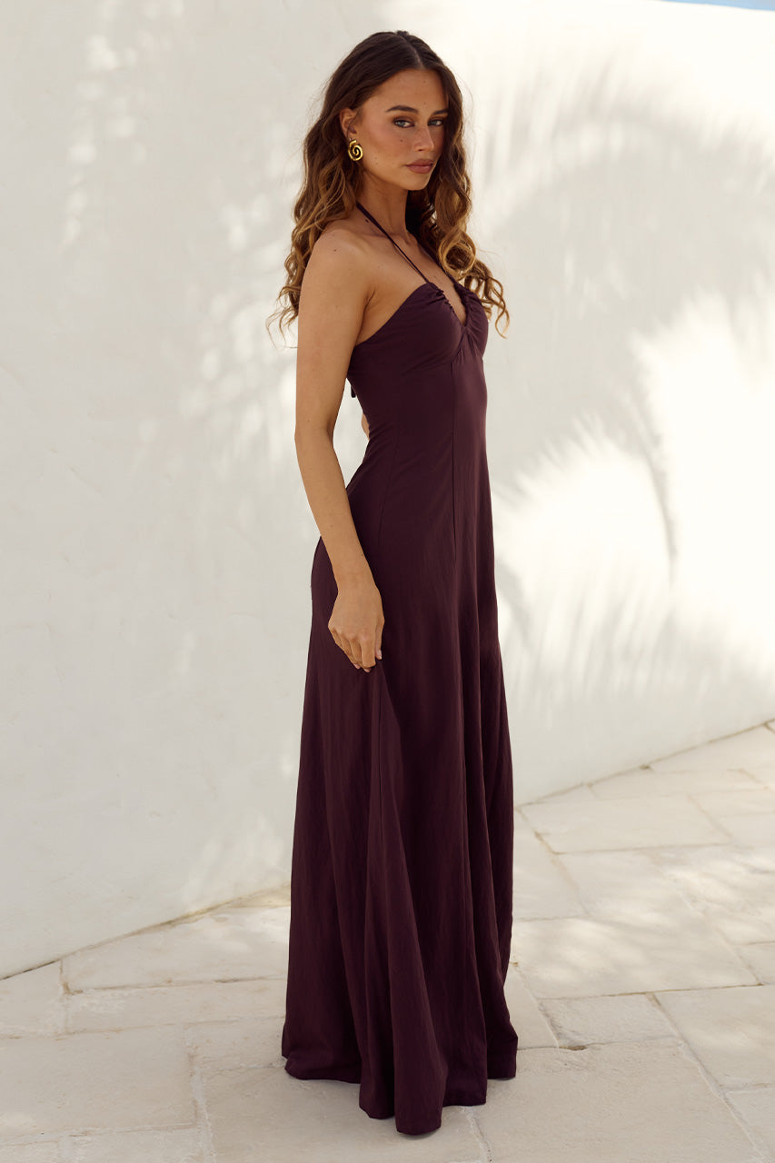 KINSLEY LOWCUT HALTER MAXI DRESS - CHOCOLATE - KINSLEYLOWCUTHALTERMAXIDRESS-CHOCOLATE-4