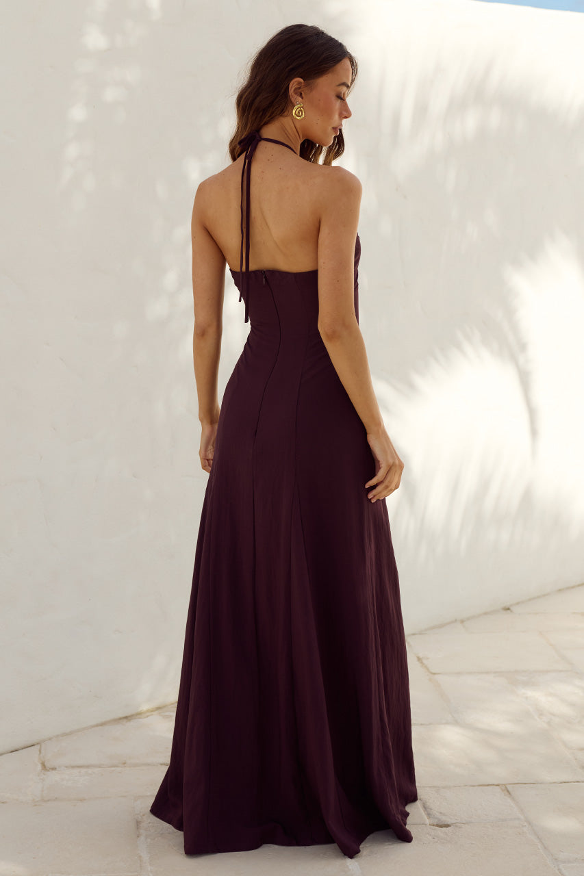 KINSLEY LOWCUT HALTER MAXI DRESS - CHOCOLATE - KINSLEYLOWCUTHALTERMAXIDRESS-CHOCOLATE-5