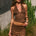 KITTY V-NECK HALTER TOP - CHOCOLATE