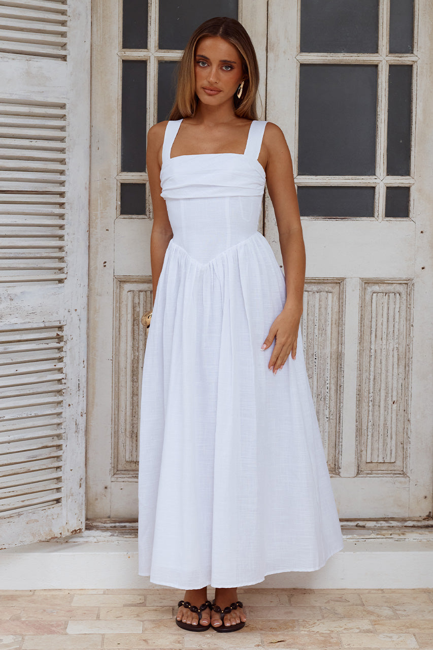 KIYO SQUARE NECK TIE MIDI DRESS - WHITE - KIYOSQUARENECKTIEMIDIDRESS-WHITE-1