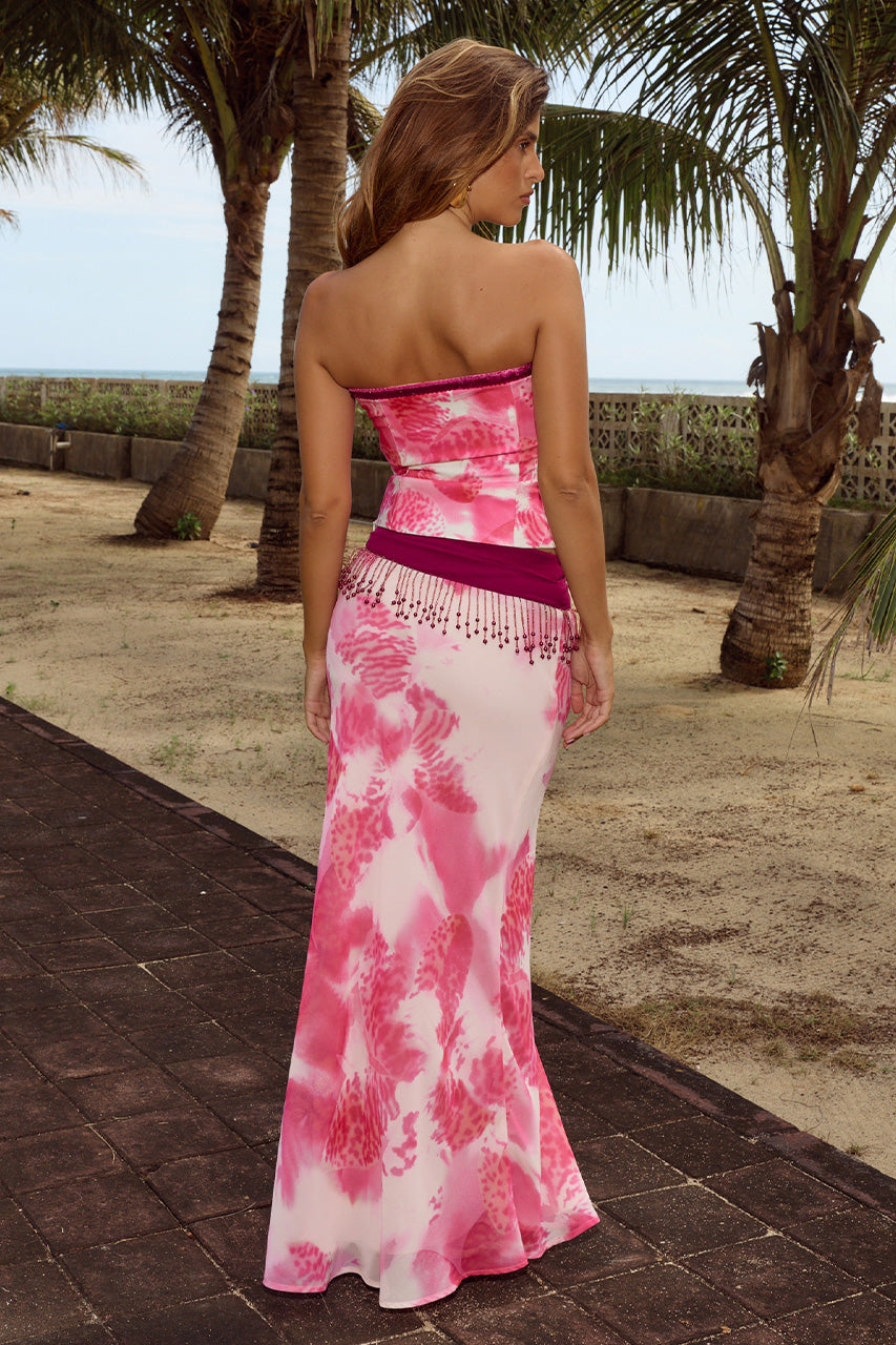 MELITA BEAD TRIM MAXI SKIRT - FANTASIA PINK