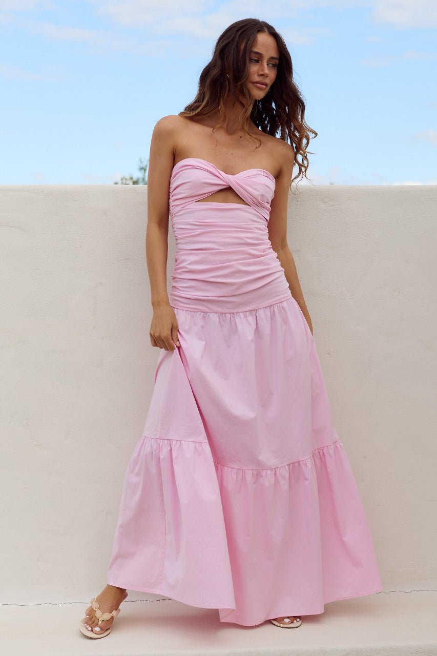 KYLIE STRAPLESS RUCHED MAXI DRESS - PINK - KYLIESTRAPLESSRUCHEDMAXIDRESS-PINK-6