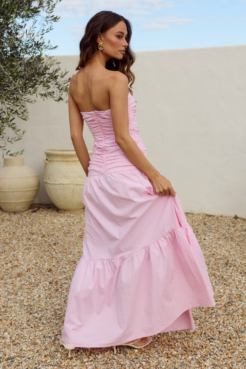 KYLIE STRAPLESS RUCHED MAXI DRESS - PINK - KYLIESTRAPLESSRUCHEDMAXIDRESS-PINK-8