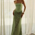 LAKITA STRAPLESS LACE MAXI DRESS - KEY LIME