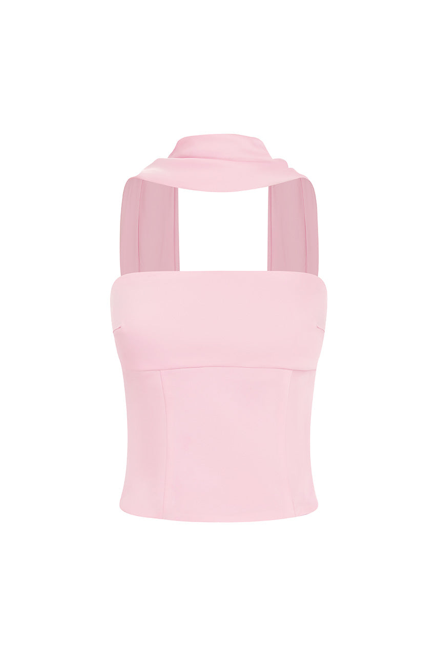 LANEY REVERSE HALTER NECK TOP - BABY PINK - LANEYREVERSEHALTERNECKTOP-BABYPINK