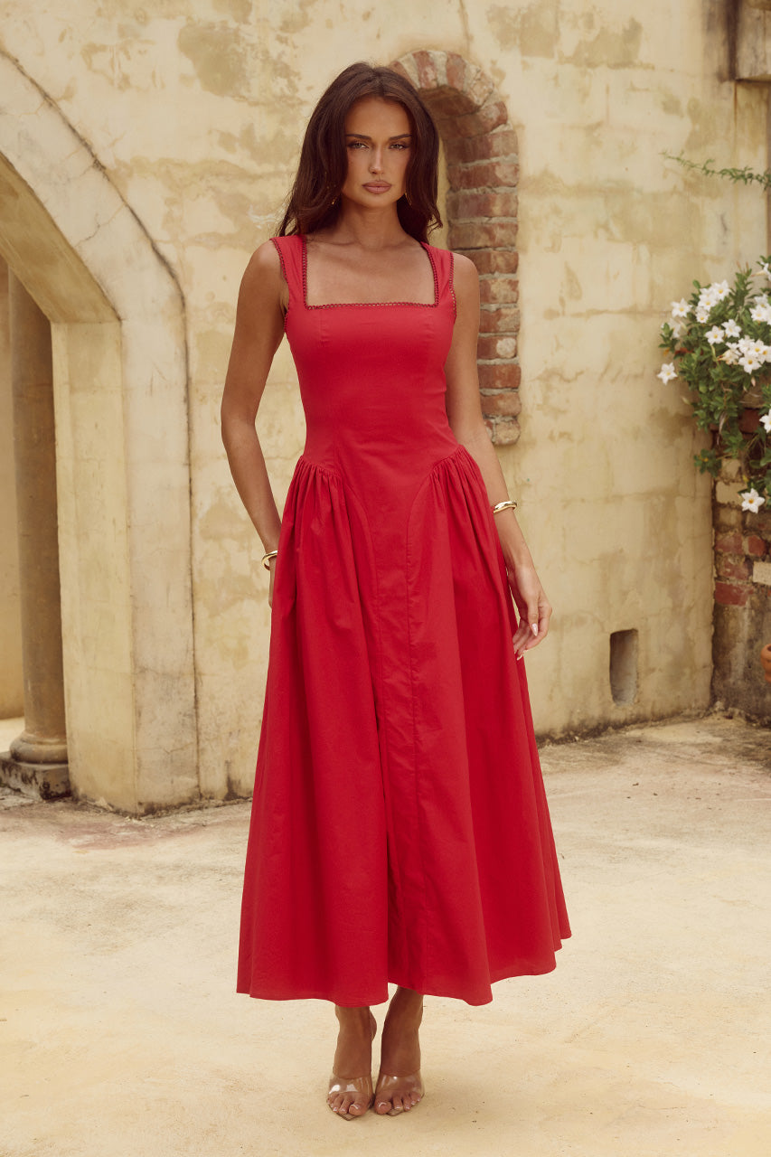 LANI MIDI DRESS - RED XXL - LANIMIDIDRESSRED_1