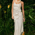 LARISSA LOW WAISTED WRAP MAXI SKIRT - OFF WHITE