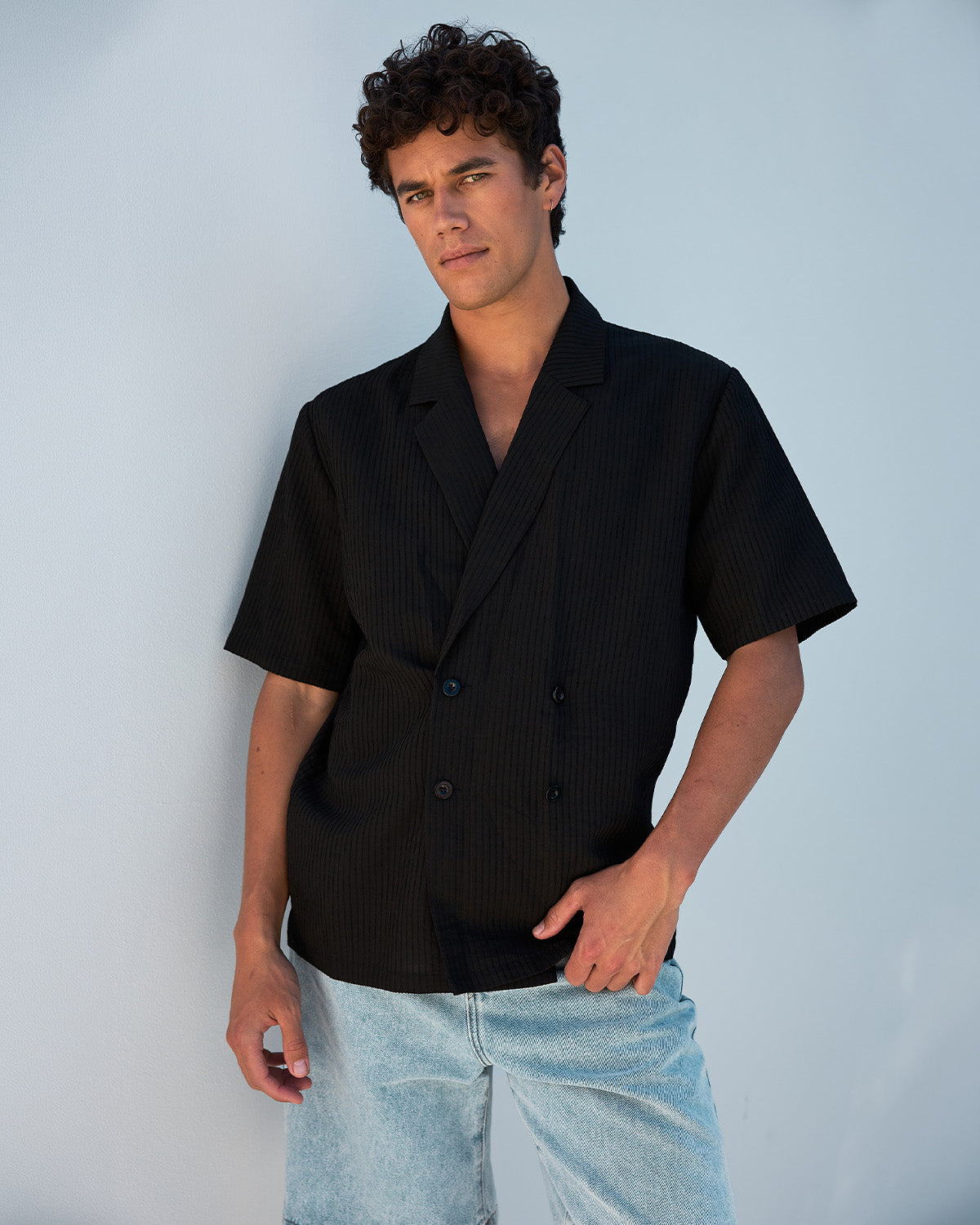 LASZLO DOUBLE BREASTED SHIRT - BLACK - LASZLODOUBLEBREASTEDSHIRT-BLACK-3
