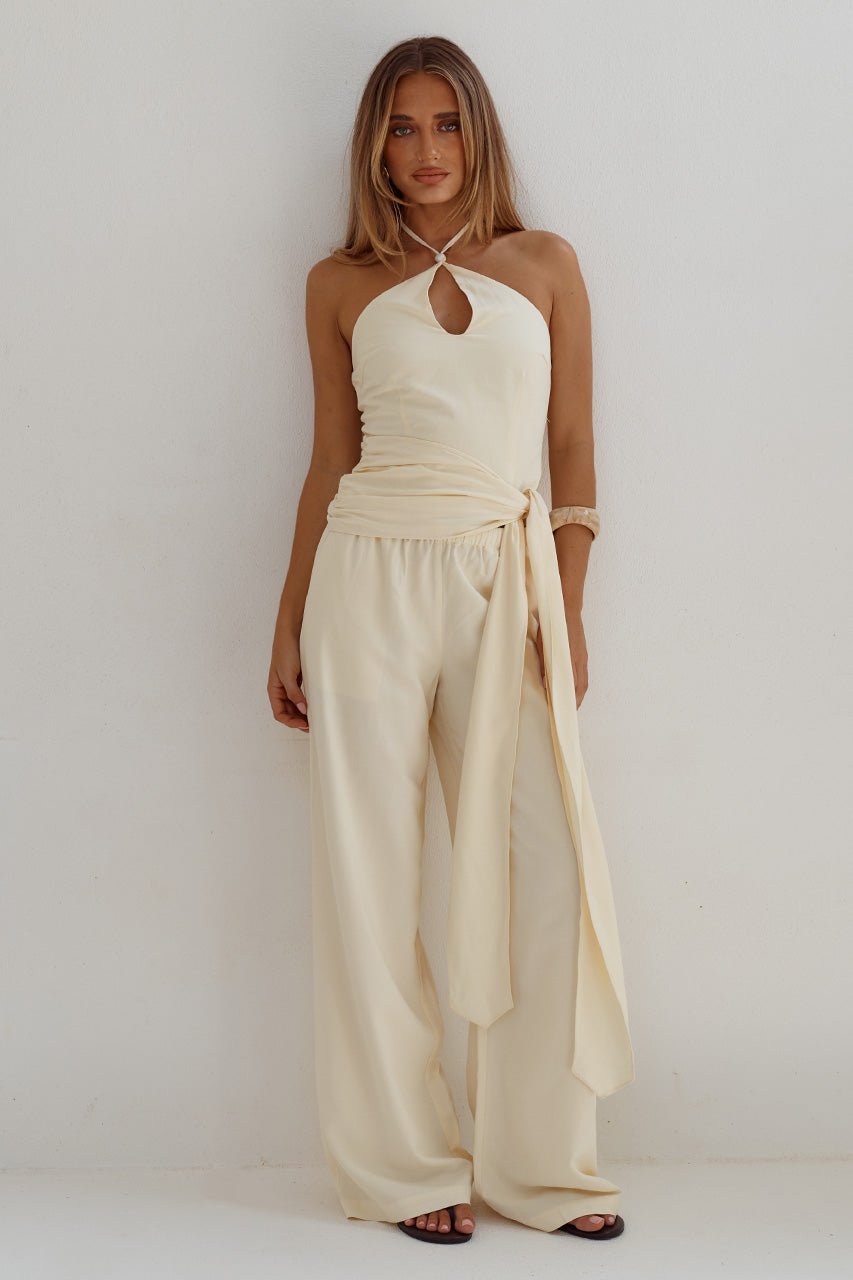 YARA ELASTICATED WIDE LEG PANT - BUTTER XXL - LAURAHALTERKEYHOLETOPXYARAELASTICATEDWIDELEGPANT-BUTTER