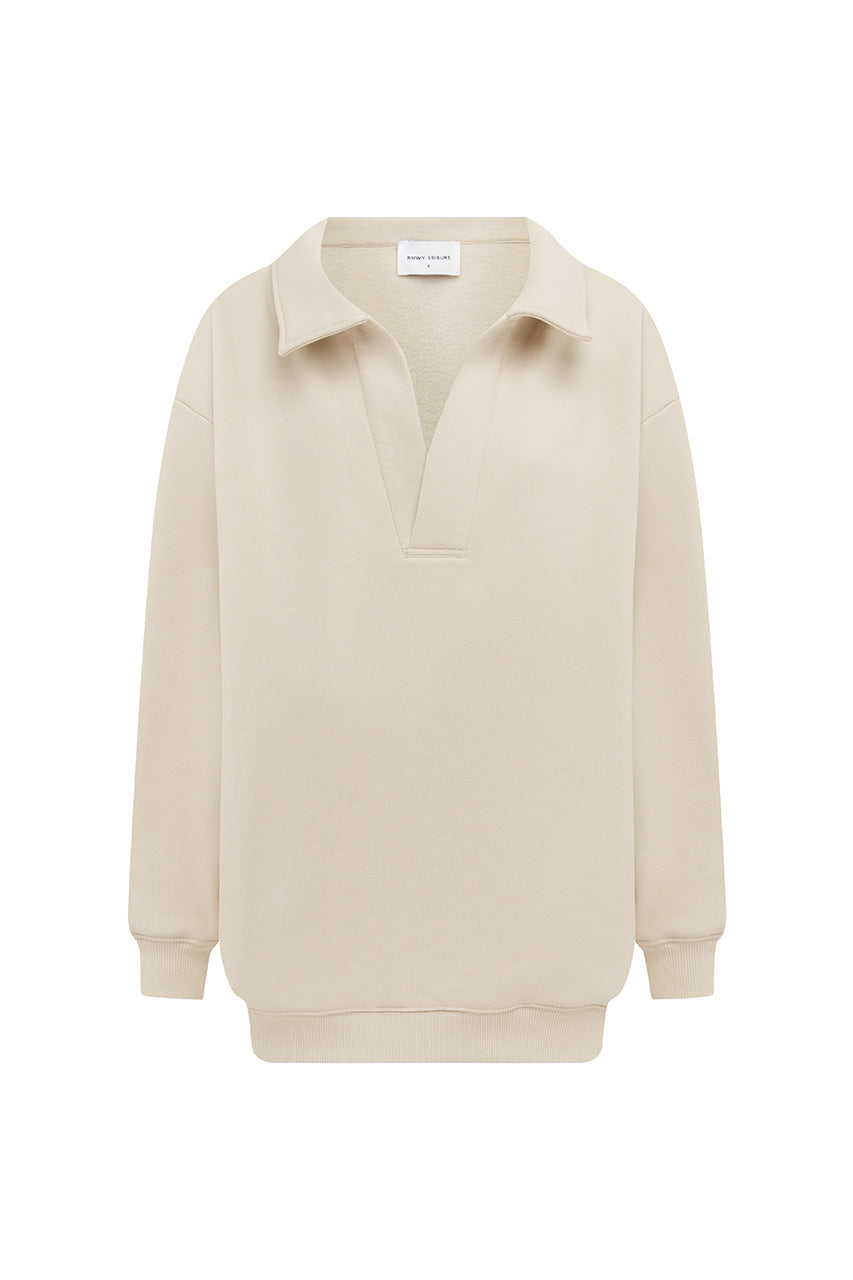 LAURETTE OVERSIZED POLO SWEATER - BISCUIT - LAURETTEOVERSIZEDPOLOSWEATER-BISCUIT_-7