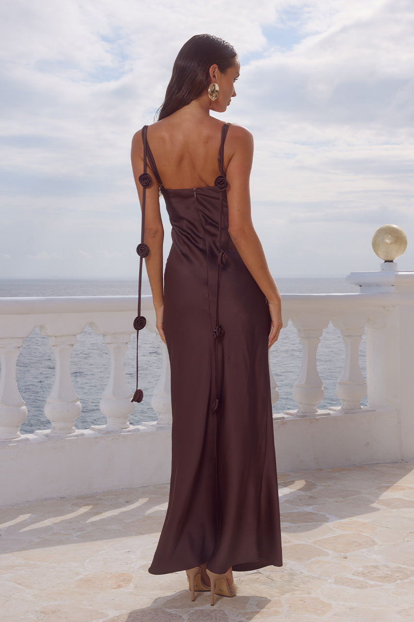 LAVENA FLORAL DETAIL MAXI DRESS - BITTER CHOCOLATE - LAVENAFLORALDETAILMAXIDRESS-BITTERCHOCOLATE_5