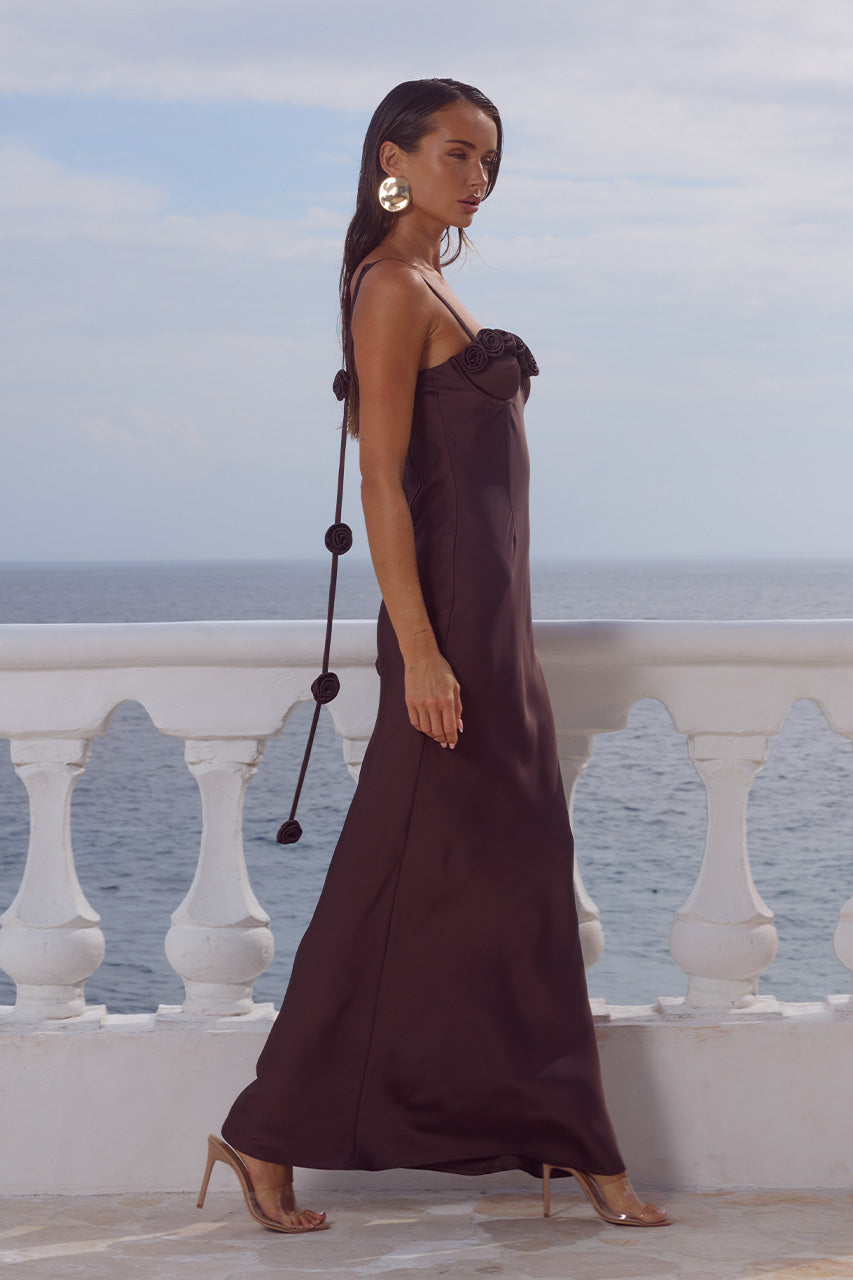 LAVENA FLORAL DETAIL MAXI DRESS - BITTER CHOCOLATE - LAVENAFLORALDETAILMAXIDRESS-BITTERCHOCOLATE_6