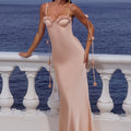 LAVENA FLORAL DETAIL MAXI DRESS - PEACH