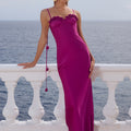 LAVENA FLORAL DETAIL MAXI DRESS - PLUM