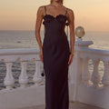LAVENA FLORAL DETAIL MAXI DRESS - NOIR