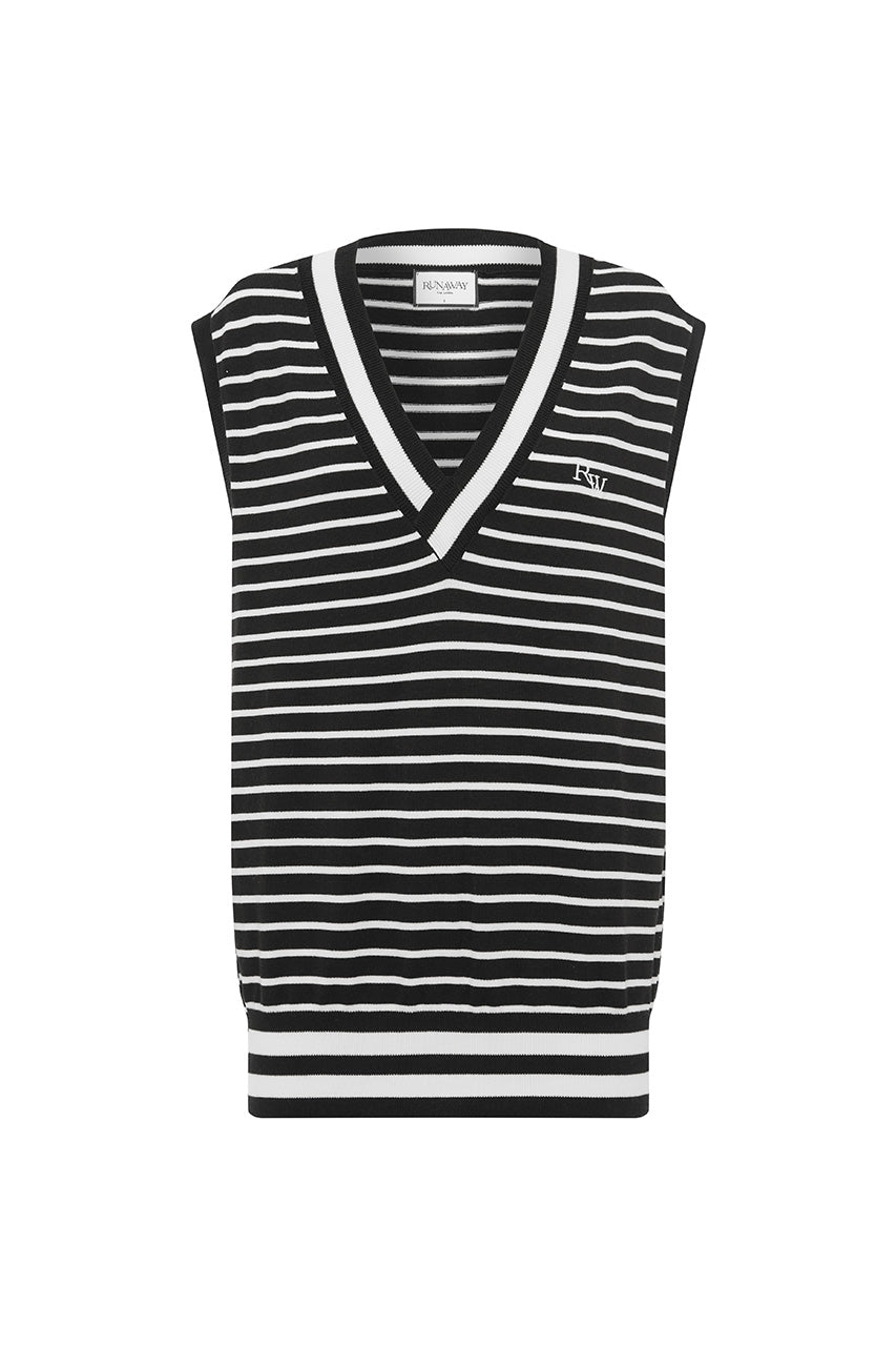 LEANDRO V-NECK KNIT TANK - BLACK/WHITE STRIPE - LEANDROV-NECKKNITTANK-BLACK_WHITESTRIPE