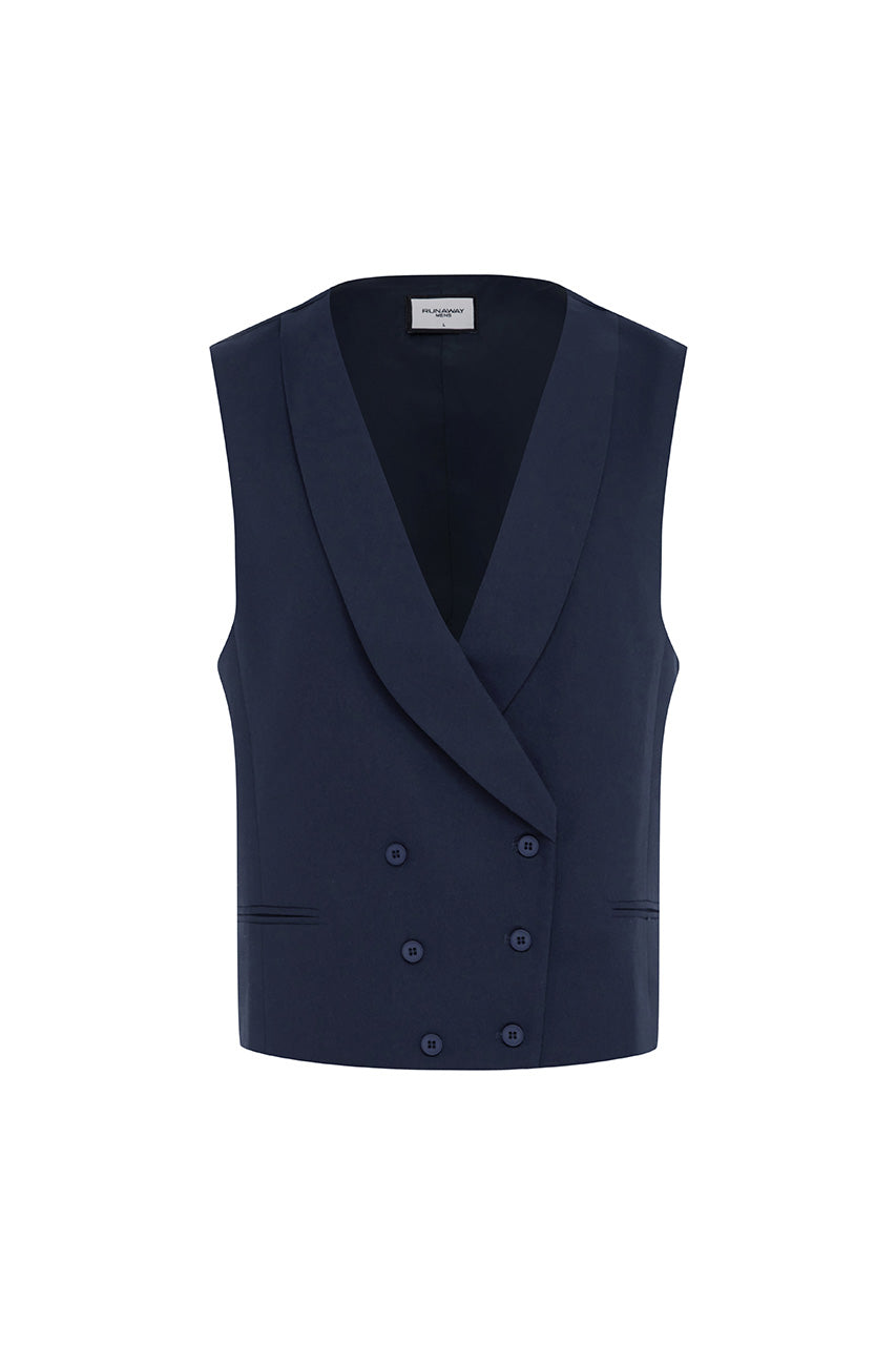 LEON DOUBLE BREASTED VEST - NAVY - LEONDOUBLEBREASTEDVEST-NAVY