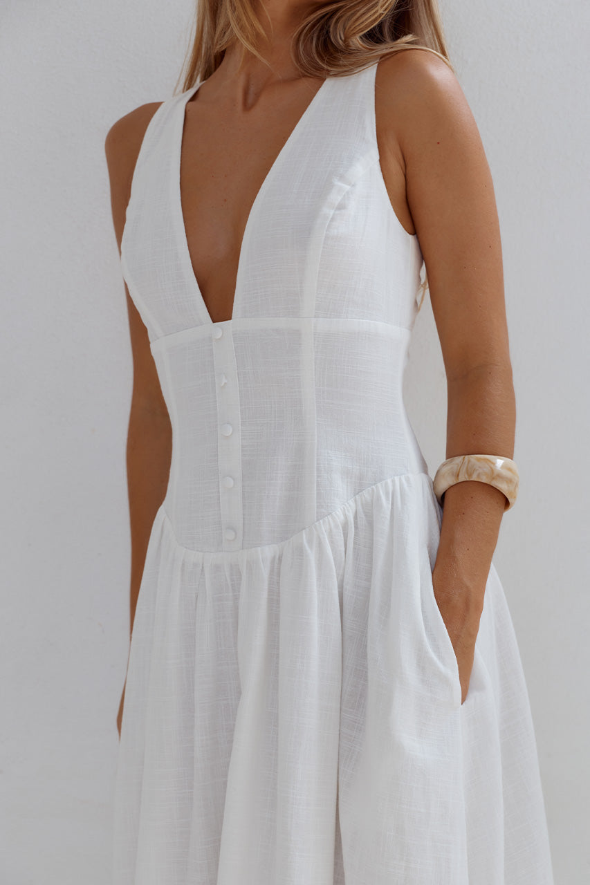 LEONORA DEEP V CORSET MAXI DRESS - WHITE - LEONORADEEPVCORSETMAXIDRESS-WHITE-2