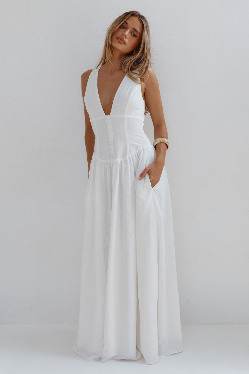 LEONORA DEEP V CORSET MAXI DRESS - WHITE XXL - LEONORADEEPVCORSETMAXIDRESS-WHITE-3