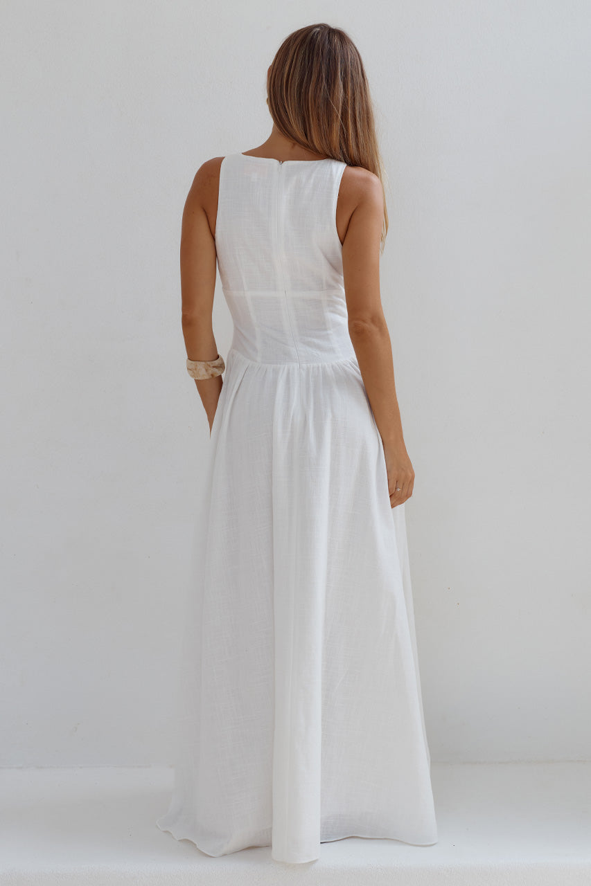 LEONORA DEEP V CORSET MAXI DRESS - WHITE - LEONORADEEPVCORSETMAXIDRESS-WHITE-5
